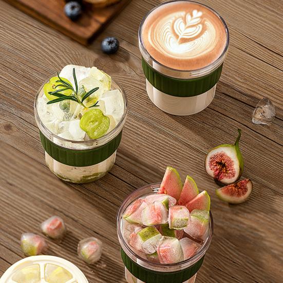 Cold Brew Cup with Ice Cube Mold 500ml Portable Coffee Cup Simple Dual-Use Ice Cube Maker Cup for Summer