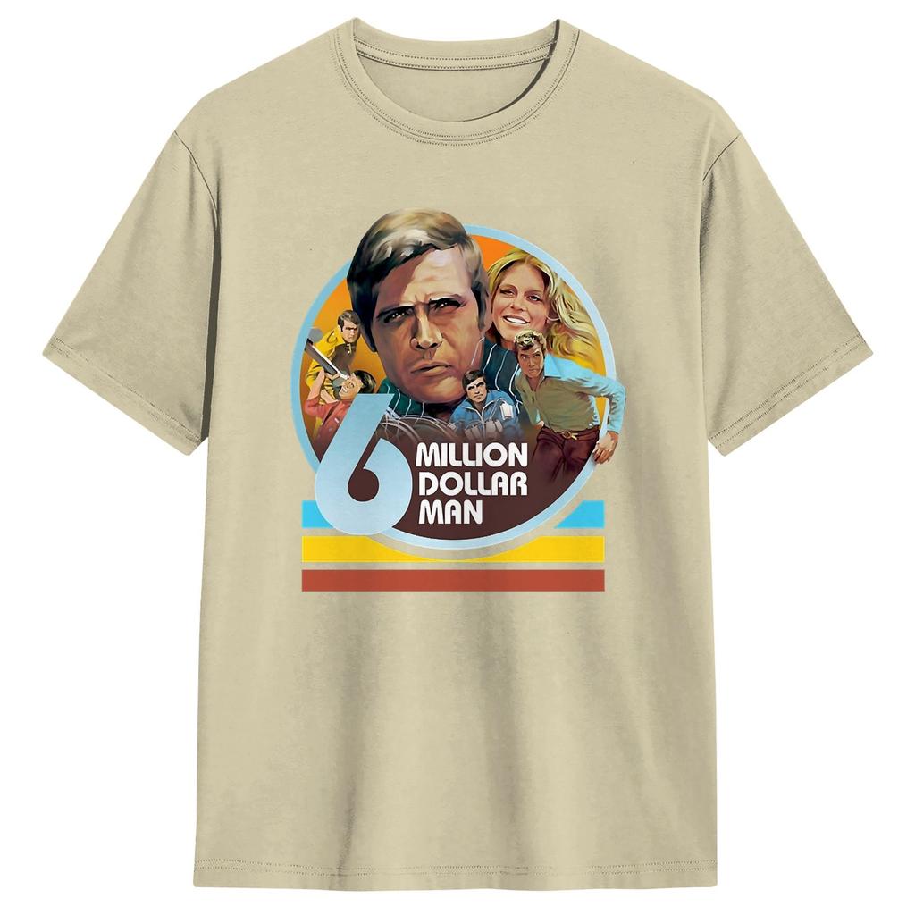 Sex Miljoner Dollar Unisex TV T-shirt för Unisex Rolig Bomulls T-shirt Rund Hals Kortärmad T-shirt Klassiska Toppar