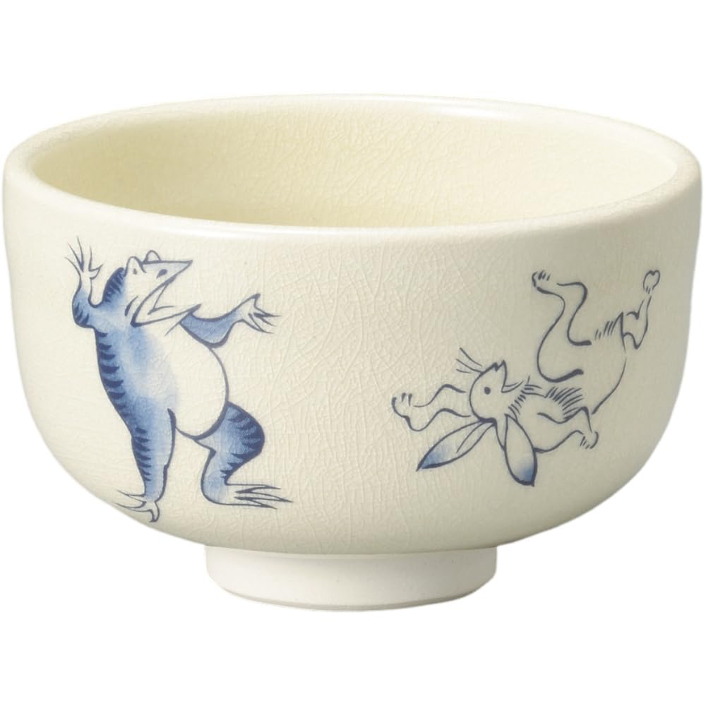Matcha Choju Jinbutsu Giga Mino Ware Made In Japan Ale-net Bowl, White, Design, Small, Ceramic,