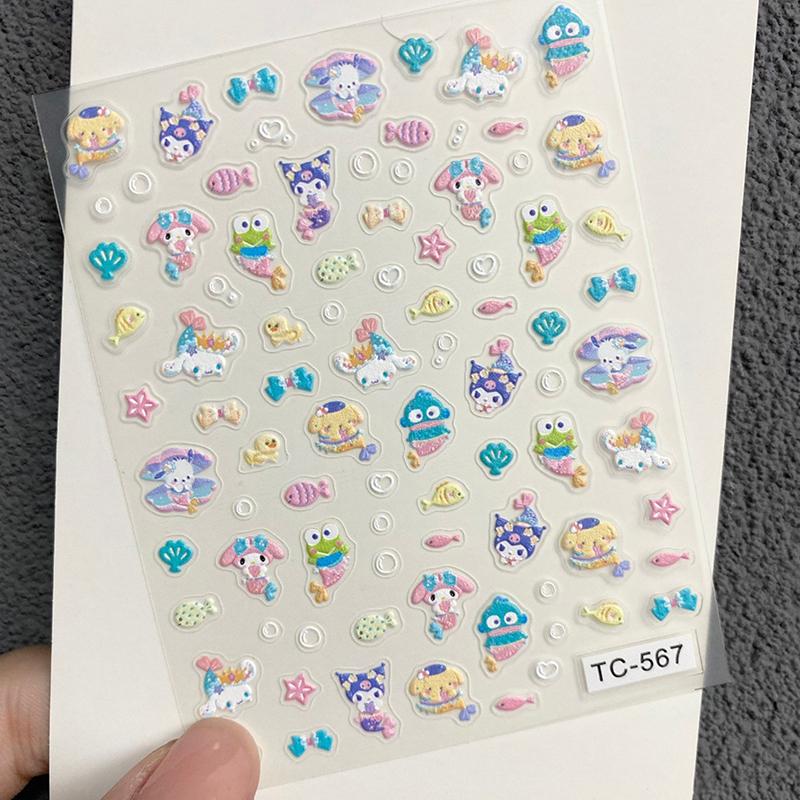 

Sanrio Hangyodon Kuromi Hello Kitty Cute Creative Anime Peripheral Manicure Stickers Decor Simple Personality Cartoon Self-Paste