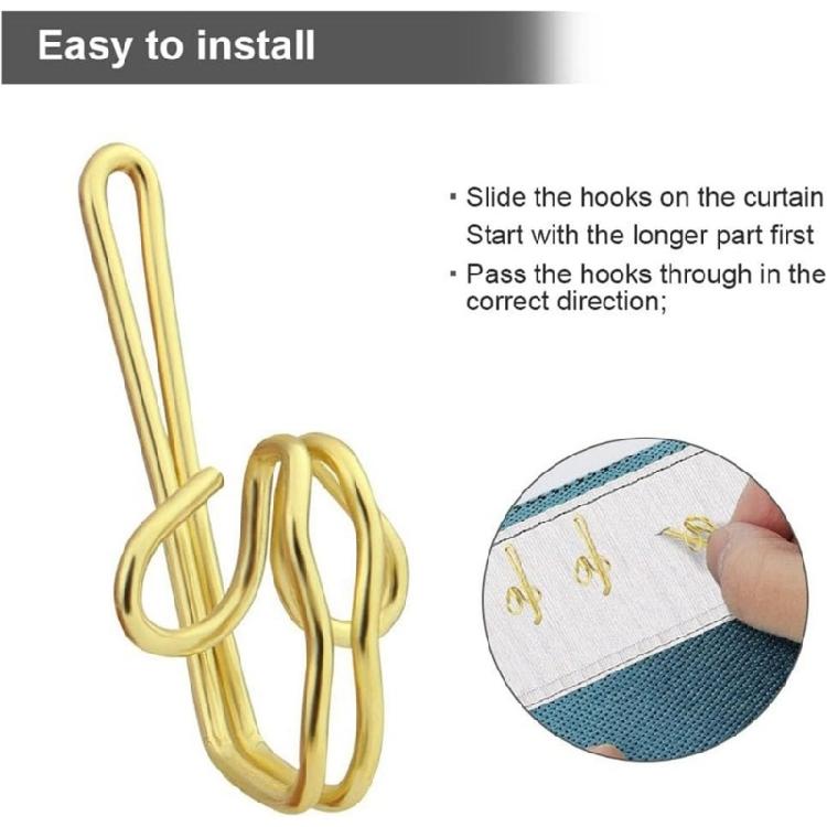 100 Pieces Silver Metal Hooks for Curtains Strong Rotating Design Perfect for Thick Drapes Strong Curtain Fasteners