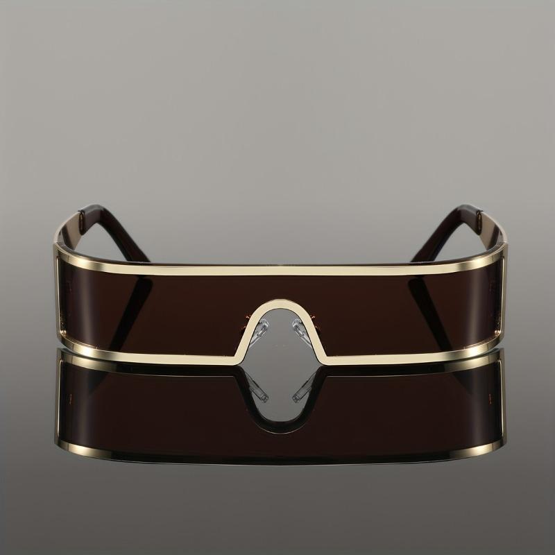 Non-polarized Vintage Trendy Design Small Frame Punk One-Piece Women Men Sunglasses Metal Frame Outdoor Driving Men Sun Eyeglasses