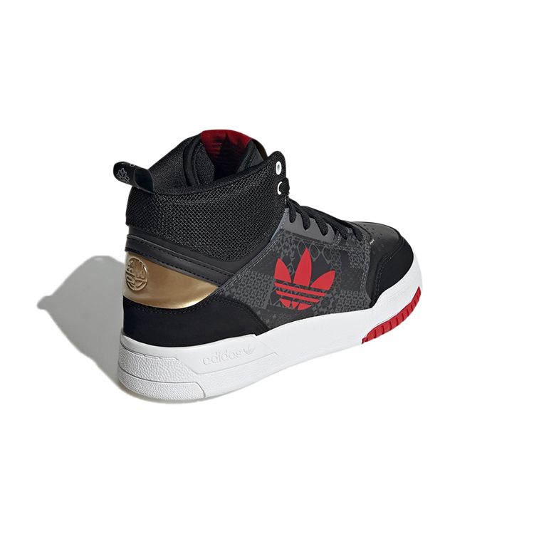 Adidas Originals Drop Step J Casual Durable High-Top Skate Shoes Kids Sneakers Black Red GX6353
