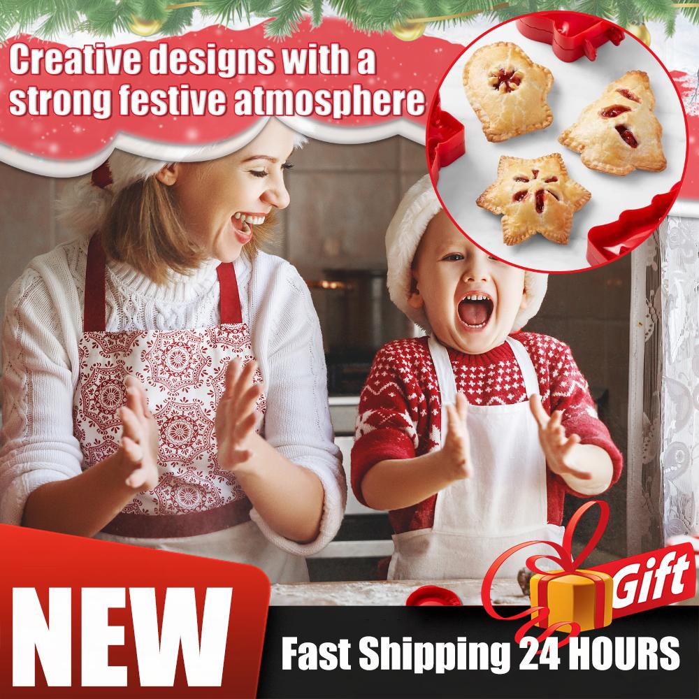 Halloween Christmas Mold Pie Cutter Mini Hand Pie Maker Non-Stick Xmas Pocket Pie Molds Small Dough Presser Cookie Baking Mould