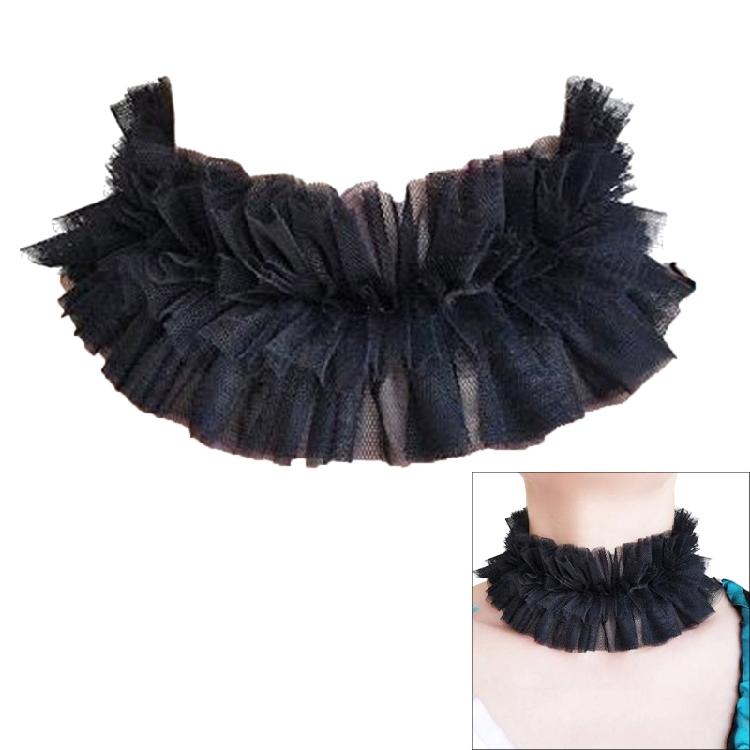 Vintage Renaissances Ruffled Mesh False Collar Victorian Gothic Neck Ruff Shawl Scarf Costume Cosplay Props for Women