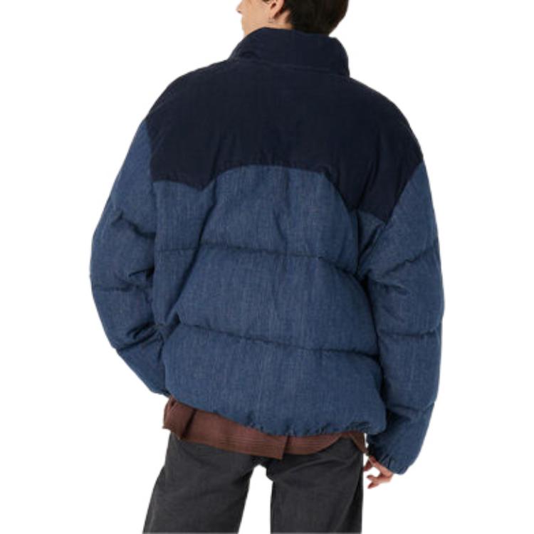 Levis FW22 Corduroy Denim Patchwork Zip-Up Down Jacket Men Jacket Navy A0726-0002
