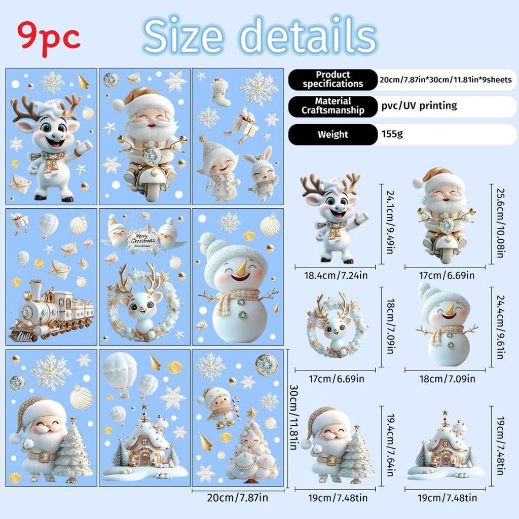 Christmas Snowman Glass Window Decals Pvc Static Stickers For Festive Scene