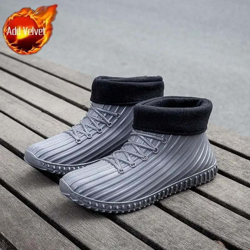 Low Ankle Summer Short Water Male Shoes Chef Kitchen Cooking Wide Toes Men's Rain Boots Waterproof and Non-slip Comfortable Gum