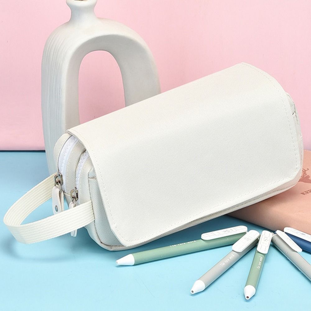 Double Layer Portable Pen Pouch Large Capacity Pen Bag Simplicity Fashion Pencil Case  Students