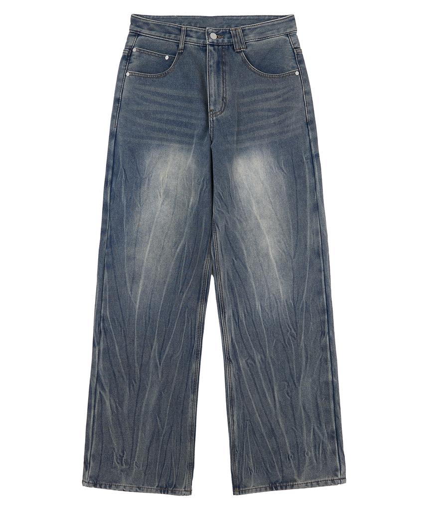 DECET [Fleece-Lined Bonded] Mid Rise Wide Jeans Dcpt027Wcrblue2