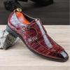Business Pointed Toe Shoes Crocodile Pattern Leather Shoes Men'S Side Buckle Casual Men'S Dress Shoes Wedding M191