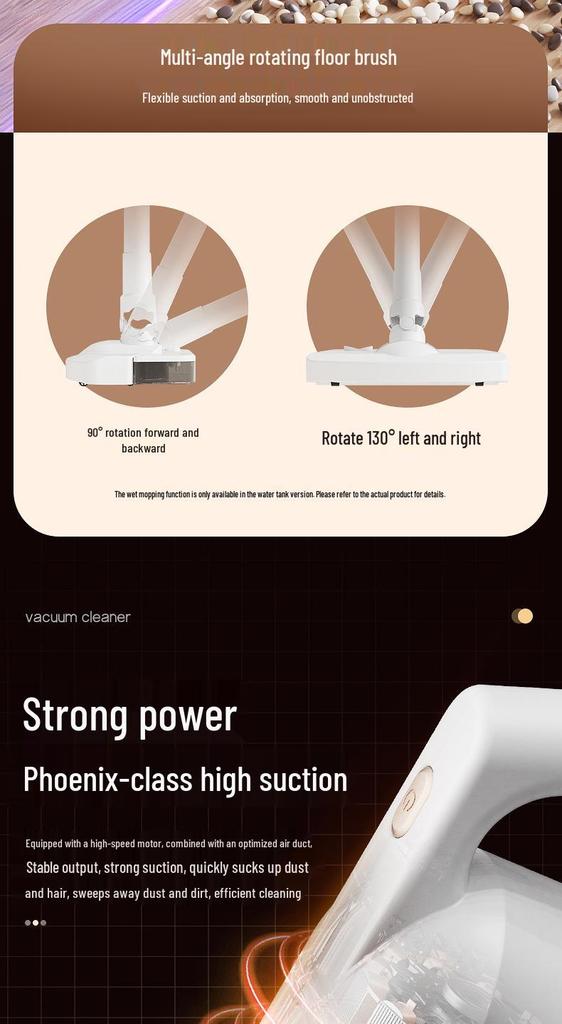 Wireless High-Suction Vacuum Mop Combo for Home, Car, and Bed - Handheld High-Power Cleaner