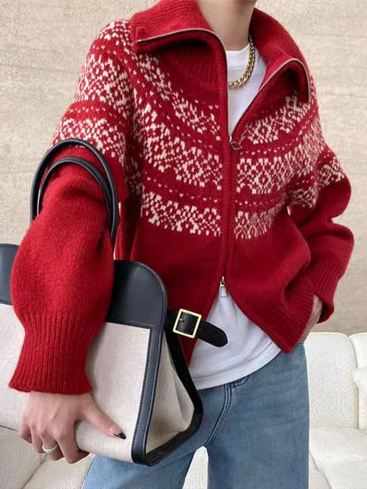 Women's High-End Wool Knit Zipper Cardigan - Winter Thick Warm Plus Size Jacket 2026 New