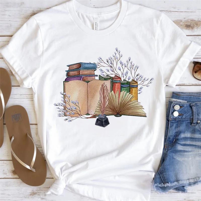 Womens Shortsleeved Tshirt Fashion Book Print Base Shirt Graphic T Shirts  Harajuku  Aesthetic Clothes