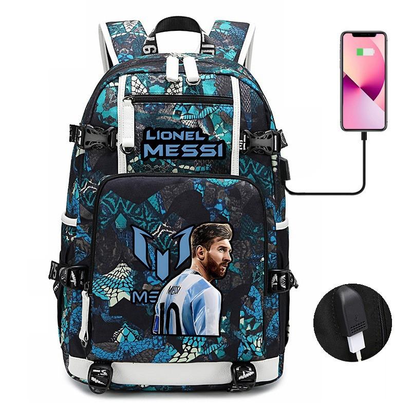 Glow-in-the-Dark Soccer Backpack Teens Large Capacity Laptop Bag With Padded Straps Oxford Fabric Trendy Patchwork Design