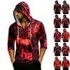 Men's Loose Fit Casual Hoodie 3/4 Sleeve Halloween Print Pullover Lightweight Hooded Shirt for Everyday Wear and Seasonal Events