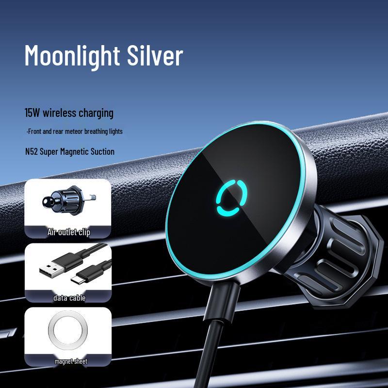 15W Magnetic Wireless Car Charger & Phone Holder for Apple/Android