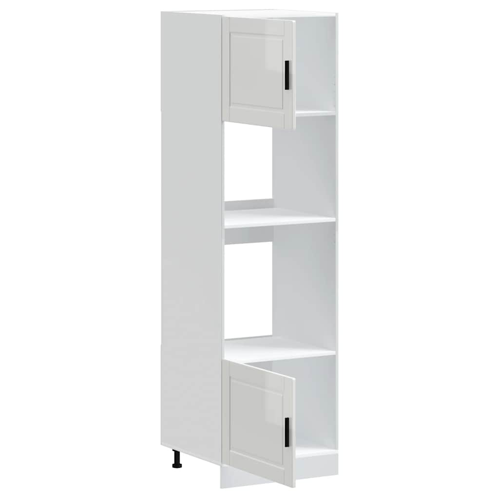 Porto Built In Oven Cabinets 2 Pcs Glossy White Wood Based Material