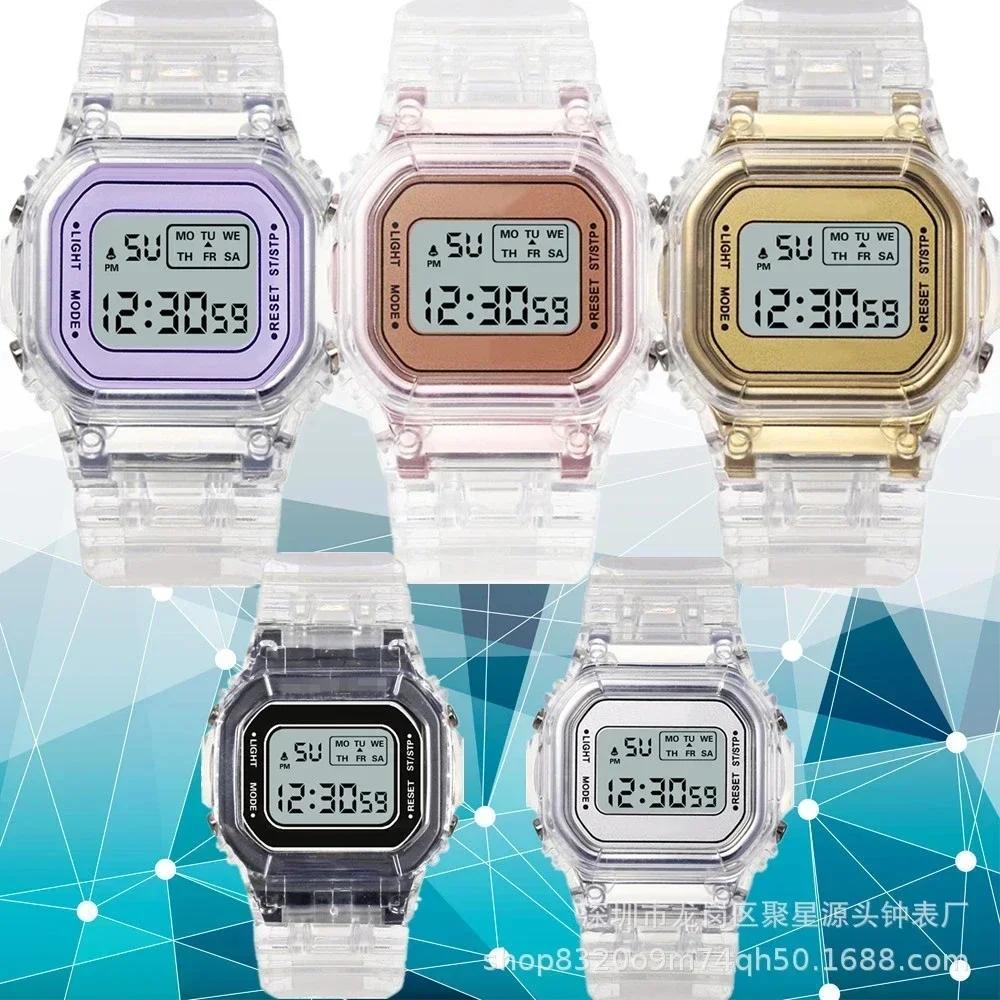 Orologi Elettronici per Donna Uomo Orologio Cinturino in Silicone Trasparente Elegante LED Digitale da Polso Orologio Sportivo Orologio Femminile