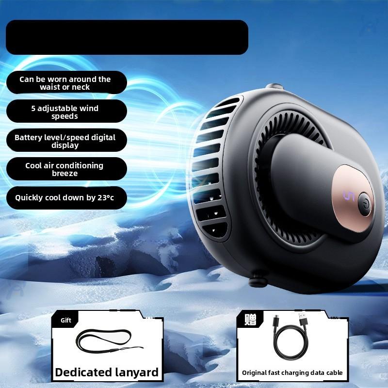 Portable Neck Fan Rechargeable With 5 Speed Levels Personal Cooling For Summer Outdoor Work