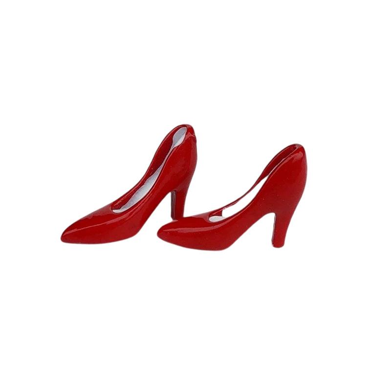 3 Pairs 1/12 Scale Dollhouse Mini Hand Drawn Shoes Miniature High Heels Shoe Decoration For Doll Diy Accessories Toys
