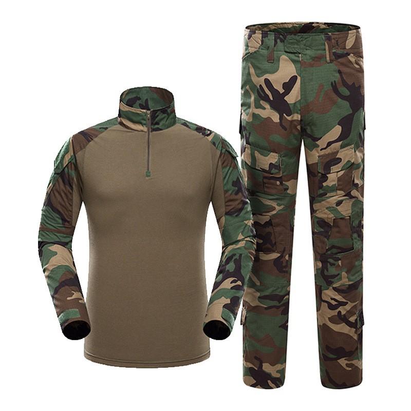 Herren Taktisches Camouflage Kampfanzug Set Langarm Militärstil Outdoor Trainingsanzug