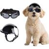 Dog Helmet and Sunglasses Sets for Small Breed Dog Motorcycle Helmet with Ear Holes Cute Dog Goggles for Outdoor Driving