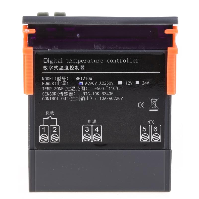 Digitaler LED-Temperaturregler Heizung Celsius Thermostat Relais LED-Ausgang mit NTC-Sensorsonde AC 90-250V
