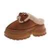 Cotton slippers women's winter fashion bow bag head velvet warm indoor and outdoor wear heightened thick bottom fluffy slippers