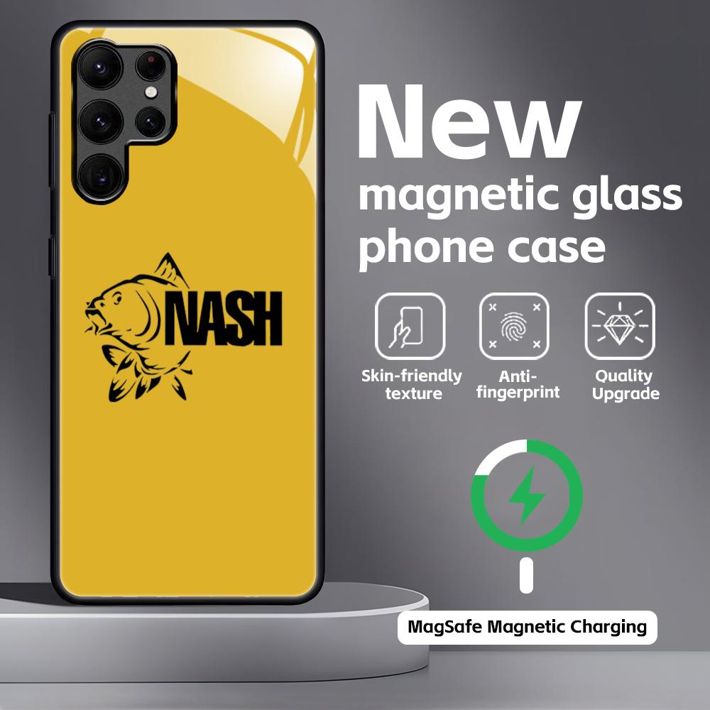 Fashion N-nasH Fishing Brand Phone Case For Samsung S26 S25 S24 S23 S22 S21 Plus Ultra Note20 Glass Magnetic Case