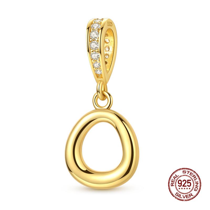 New In Original Charms Copper 26 Golden Letters A-Z Charm Bead Fit 3Mm Original Bracelet For Womens Diy Fashion Jewelry Gift
