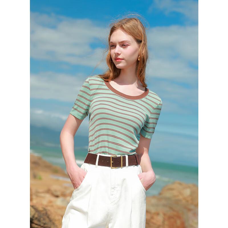 

Sancai Anti-Pilling Striped Contrast Crew Neck Knit Top S