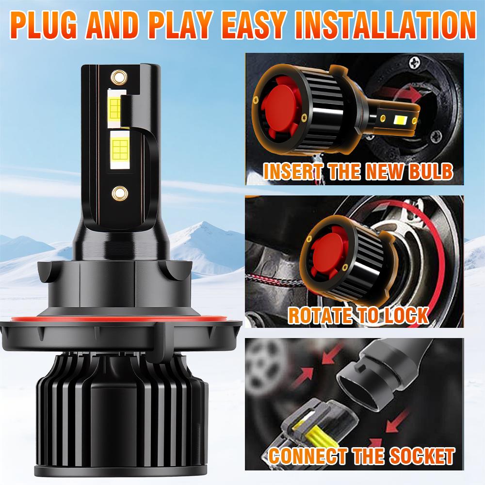 H13 High low beam TOP Best LED Auto Bulbs Canbus Led Headlight CSP 3570 chips 6000K Car Headlight High lumen 30000LM 12V Bulbs
