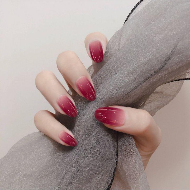 

Fake Nail Tip Detachable Internet Celebrity Cherry Color Short Gradient fuchsia