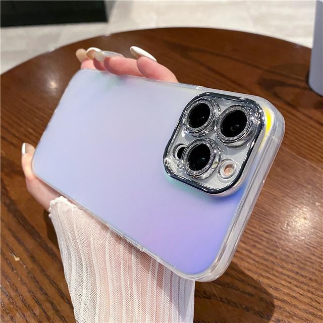 For iPhone 15 Pro Max Luxury Colorful Pattern Soft Frame Phone Case For iPhone 11 12 13 14 16 Plus Glitter Lens Protective Cover