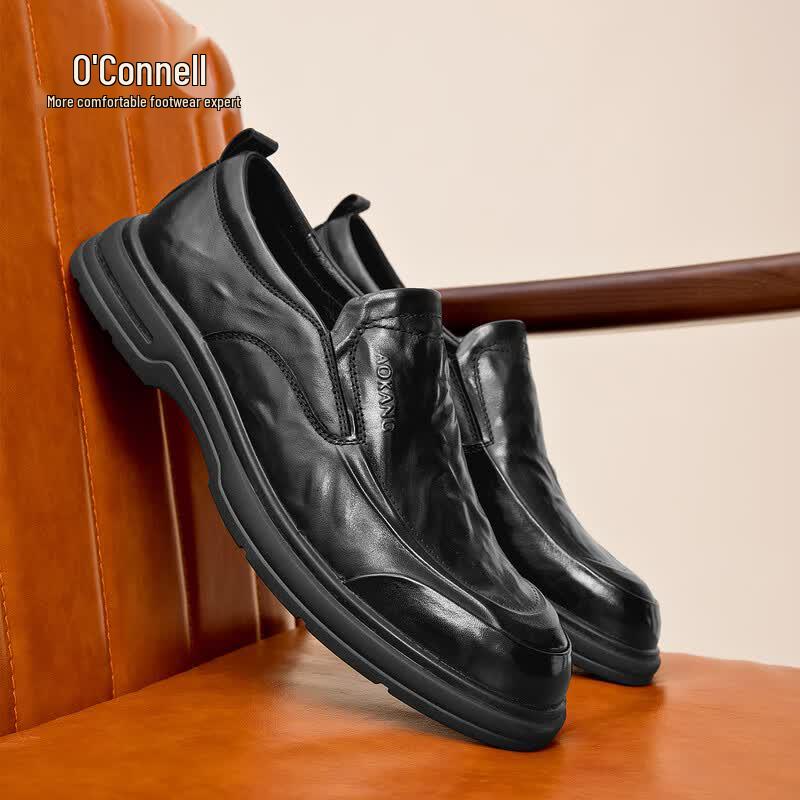 Aokang Men's Slip-On Cowhide Leather Casual Shoes