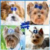 10/20PCS Blue Style Puppy Bows With Rubber Bands Handmade Dog Bows Cat Bowknots Pet Hair Accessories For Small Dogs