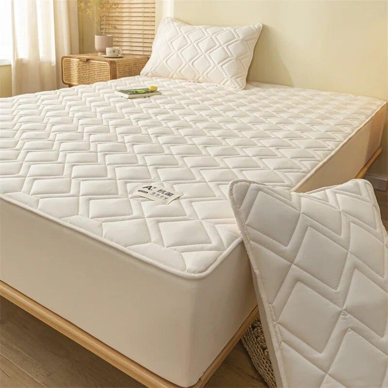 Thicken Mattress Cover Cotton Quilted Bed Cover Anti-bacterial Mattress Protector Topper Pad Soft Fitted Sheets Thick Bed Linens