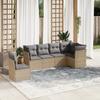 6-Cz. Garden Furniture Set With Cushions, Beige, Poly Rattan