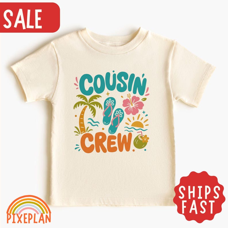 Cousin Crew Toddler Shirt, Tropical Beach Summer Kids Tee, Matching Cousin Vacation Tee, Family Beach Trip Shirt, Summer Kids T-Shirt 150