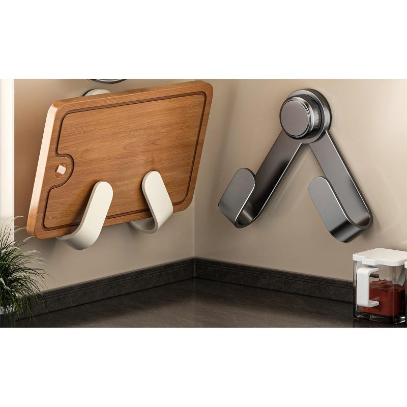 No Drill Suction Cup Kitchen Pot Lid Holder Rotating Wall Mounted Storage Rack Multi-Purpose Cutting Board Organizer