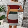 Women's Fashion Casual Contrast Color Round Neck Milk Silk Pullover Dress