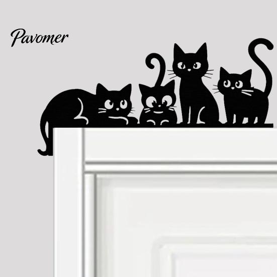 Unique Wall Art for Home Metal Cat Door Topper, Cute Cats Frame Decor, Black Art, Modern Farmhouse Hanging Minimalist Decoration Living Room