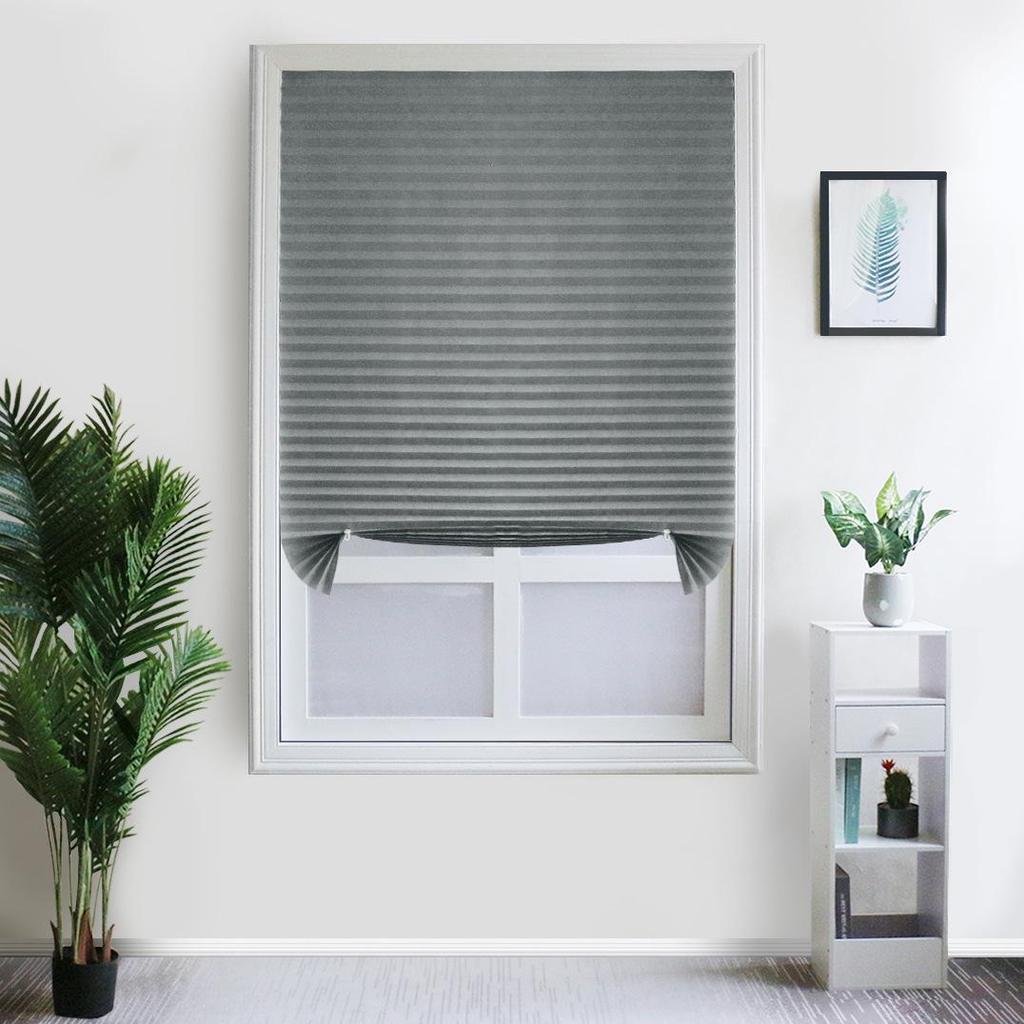 Blackout Self-Adhesive Pleated Curtains & No-Punch Venetian Blinds for Bedroom Sunshade
