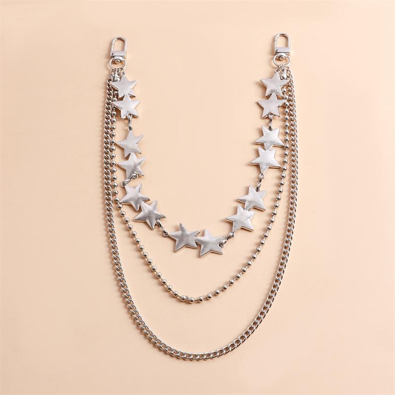 Hip Hop Five-pointed Star Pants Chain Secure Travel Wallet Chain Heavy Duty Jeans Link Coil Leash