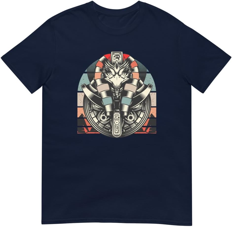Ancient Egyptian Gods T-Shirt Mythology Artwork Egypt Religion Tee Historical Deity Design Anubis Thoth Osiris Unisex Shirt Navy S
