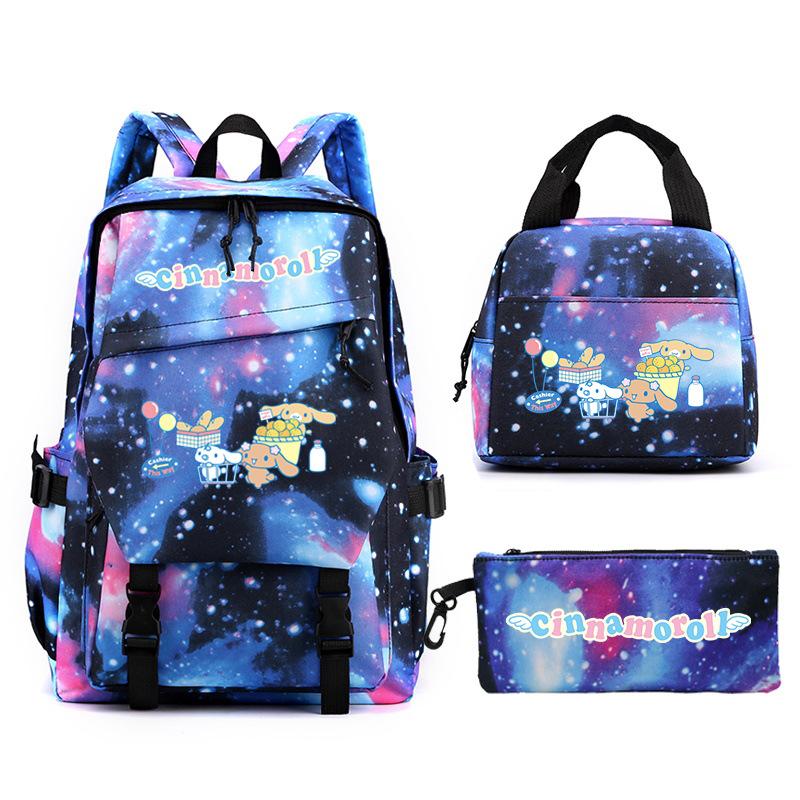 Cartoon Puppy Printed Schoolbag Set Backpack + Lunch Bag + Pencil Case Three-Piece Set