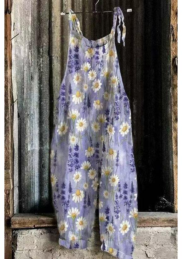 2025 Summer Retro Print Wide-Leg Women's Jumpsuit