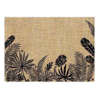 [Q4134] - 'Jungle' dekkebrikke i beige svart jute - 42x30 cm