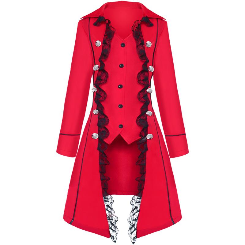 

Европейско-американская средневековая однотонная женская куртка с длинными рукавами и неровным подолом для сценических выступлений XL